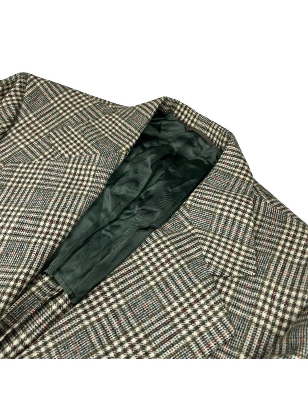 VTG Roger Kent Men’s Flannel Wool 2-Button Blazer Green/Beige/Red Plaid • 44R